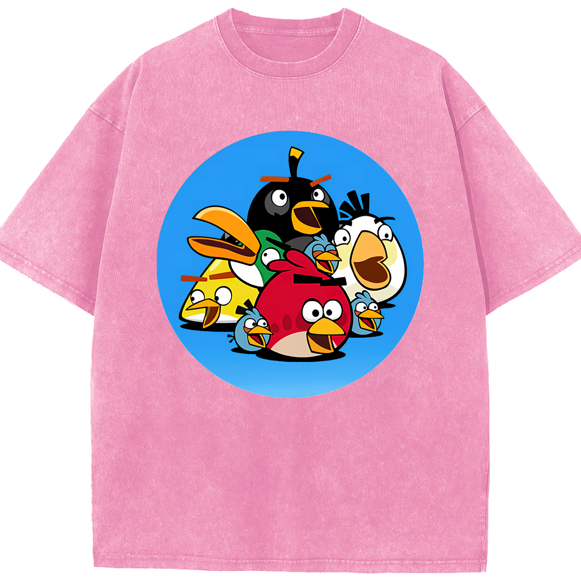 （画像用） Angry Birds アングリーバード 綿100% ヴィンテージ風 半袖Tシャツ（フロントプリント）